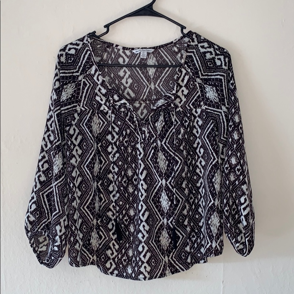 American Eagle Flowy Blouse with Slit Back